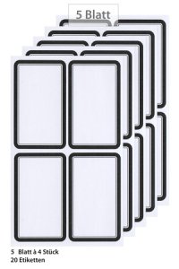 Etiketten Rahmen in schwarz, 20 Stück