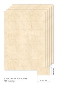 Etiketten 63,5 x 38,1 mm beige marmoriert -  5 Blatt A4