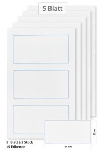 Tiefkühletiketten Weiß, blauer Rahmen 67 x 35 mm, 15 Stück