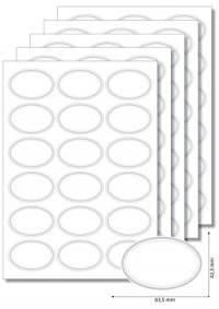 Etiketten oval Silberner Rahmen -  5 Blatt A4
