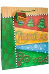 Geschenktüte CHRISTMAS mit grünen Bändern, 27 x 14 x 33 cm