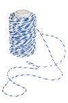 Baumwollkordel 25 m, 2 mm weiß/blau
