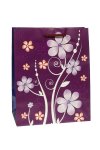 Geschenktüte Glitzerblume lila, 18,5 x 10,5 x 23 cm