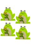Filz-Sticker Frosch mit Blume - 4er Set