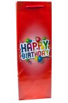 Flaschentasche Happy Birthday rot, 12 x 10 x 35 cm