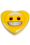 Metalldose Grinse-Emoji herzförmig 17 x 15,5 cm