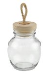 Deko-Glas 130 ml bauchig mit Holzdeckel