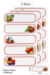 Etiketten Früchte in rotem Rahmen 78 x 24 mm, 15 Stück