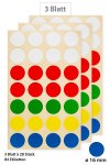 Vielzweck-Etiketten Punkte in 5 Farben Ø 16 mm, 84 Stück