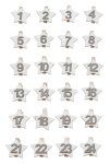 Adventskalender-Zahlen Stern auf Holzklammer, weiß, 24 Stück