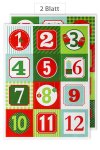 Deko-Sticker Adventskalender-Zahlen rot/grün, 24er Set