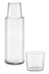 Glasflasche 1 Liter mit Trinkglas, 2er Set