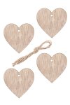 HappyTappi Deko-Anhänger Herz aus Holz, 6 x 6 cm, 4 Stück