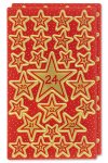 Adventskalender-Zahlen Sterne rot/gold, 50 Stück