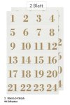 Adventskalender-Zahlen Goldene Zahlen, 48 Stück