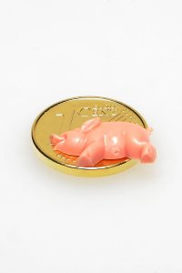 Vergoldeter Cent zum Aufkleben Schweinchen