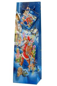 Flaschentasche Weihnachtsmann, 10 x 9 x 33 cm