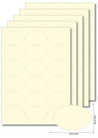 Etiketten oval Vanille -   5 Blatt A4