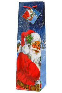 Flaschentasche Weihnachtsmann, 10 x 10 x 35 cm