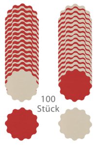 Wende-Deckchen aus Folie Ø 150 mm, rot/creme, 100er Pack
