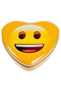 Metalldose Lächel-Emoji herzförmig 17 x 15,5 cm