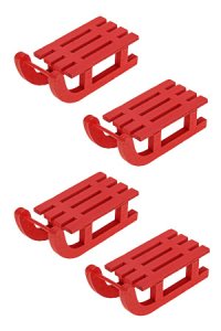 Deko-Schlitten aus Holz, 6,5 cm, rot, 4 Stück
