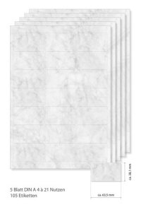 Etiketten 63,5 x 38,1 mm grau marmoriert -  5 Blatt A4