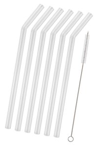 Glastrinkhalme mit Knick, 23 cm, 6er Pack + Reinigungsbürste