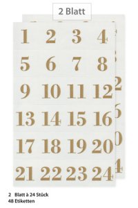 Weihnachtsetiketten Goldene Zahlen, 48 Stück