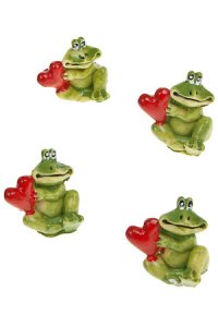 Miniaturen zum Aufkleben Frosch mit Herz - 4er Pack