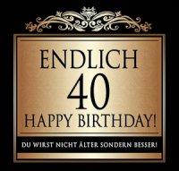 Flaschen-Etikett Endlich 40 Happy Birthday! klassisch-el.