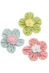 Stoff-Sticker Blumen rosa/grün/blau - 3er Set