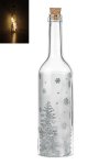 Deko-Flaschenlampe Winterwald silber mit Effektfolie und 5 LEDs