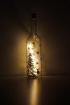 Deko-Flaschenlampe Winterwald silber mit Effektfolie und 5 LEDs