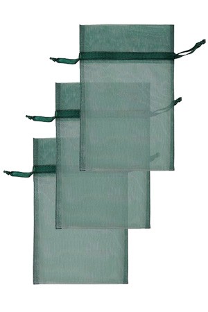 Chiffonbeutel 15 x 24 cm, dunkelgrün, 3 Stück