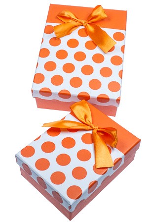 Geschenkbox 'Punkte' orange, 2-teilig