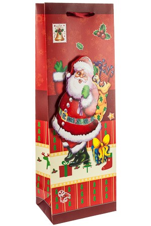 3D Flaschentasche 'Weihnachtsmann', 13 x 8,5 x 37 cm