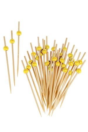 Bambusstäbchen gelb 'Kugel', 36 Stück