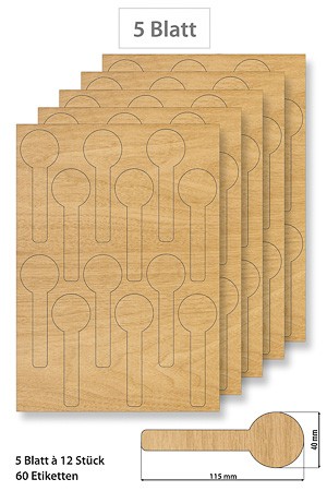 Steffis Siegeletiketten Holzdekor - 5 Blatt A4