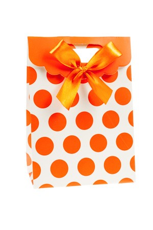 Geschenktasche 'Punkte orange', 11,5 x 6 x 16 cm