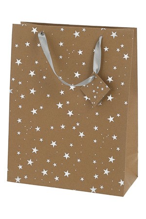 Geschenktüte 'Sterne', 25 x 12 x 33 cm, silber