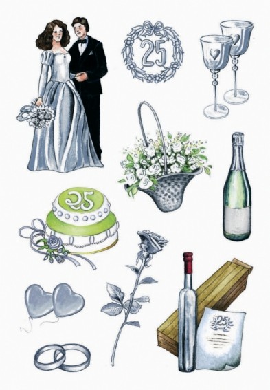 2D Sticker 'Hochzeit' silber