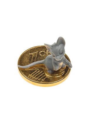 Vergoldeter Cent zum Aufkleben 'Mäuschen' grau