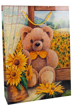 Geschenktüte 'Bärchen mit Sonnenblumen', 25 x 8,5 x 34 cm