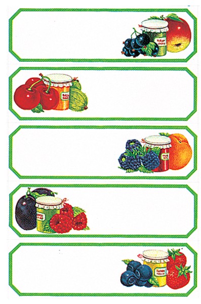 Schmucketiketten 'Grüner Rahmen mit Obst', 15 Stück