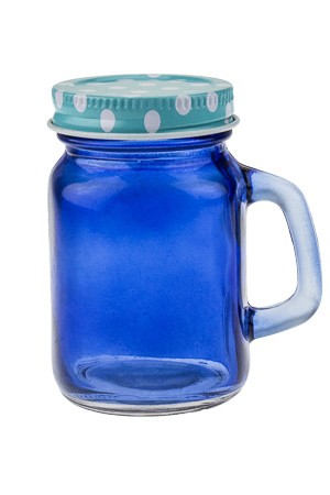 Henkelglas 120 ml blau mit Deckel