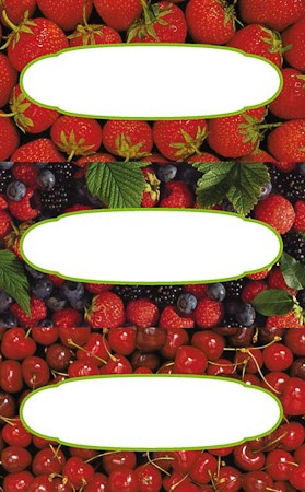 Etiketten 'Erdbeeren, Kirschen und Beerenmix'