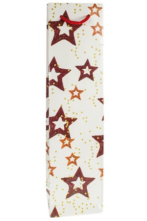 Flaschentasche 'Sterne' creme, 9 x 7 x 36 cm