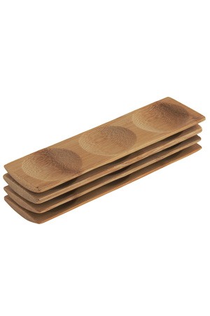 Bambus Snack-Schalen, rechteckig, 4 Stück