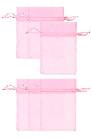 Chiffonbeutel 12 x 17 cm, rosa, 6 Stück